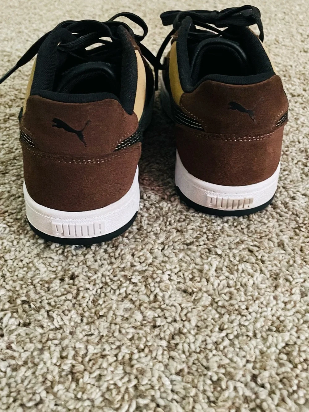 Puma Men’s Brown & Tan Low-Top Sneakers with Black Accents